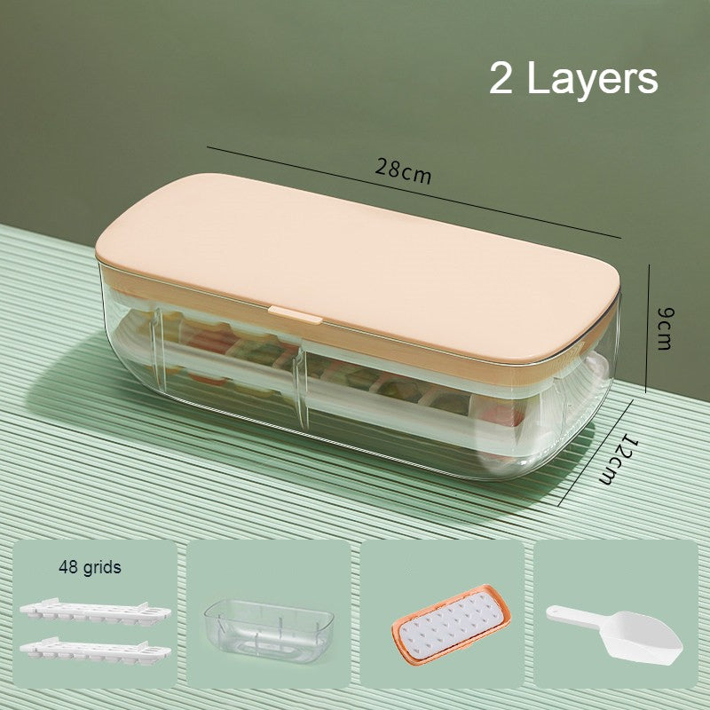 Skorter | 2-Tier 48 Grids Ice Cube Tray, with Clear Ice Cube Storage Box