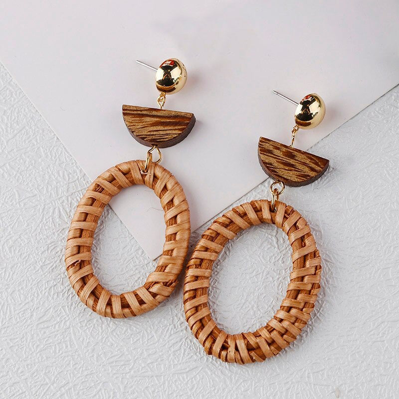Skorter | Tropical Vibe Handmade Rattan Wooden Statement Earring Collection