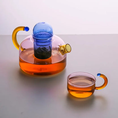 Skorter | Color Bloom Glass Teapot & Cup Set