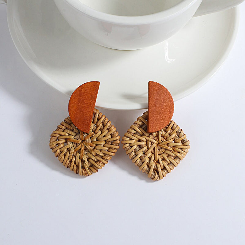 Skorter | Tropical Vibe Handmade Rattan Wooden Statement Earring Collection