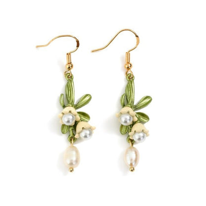 Skorter | Elegant White Flowers Bell Orchids Pearl Jewelry Collection