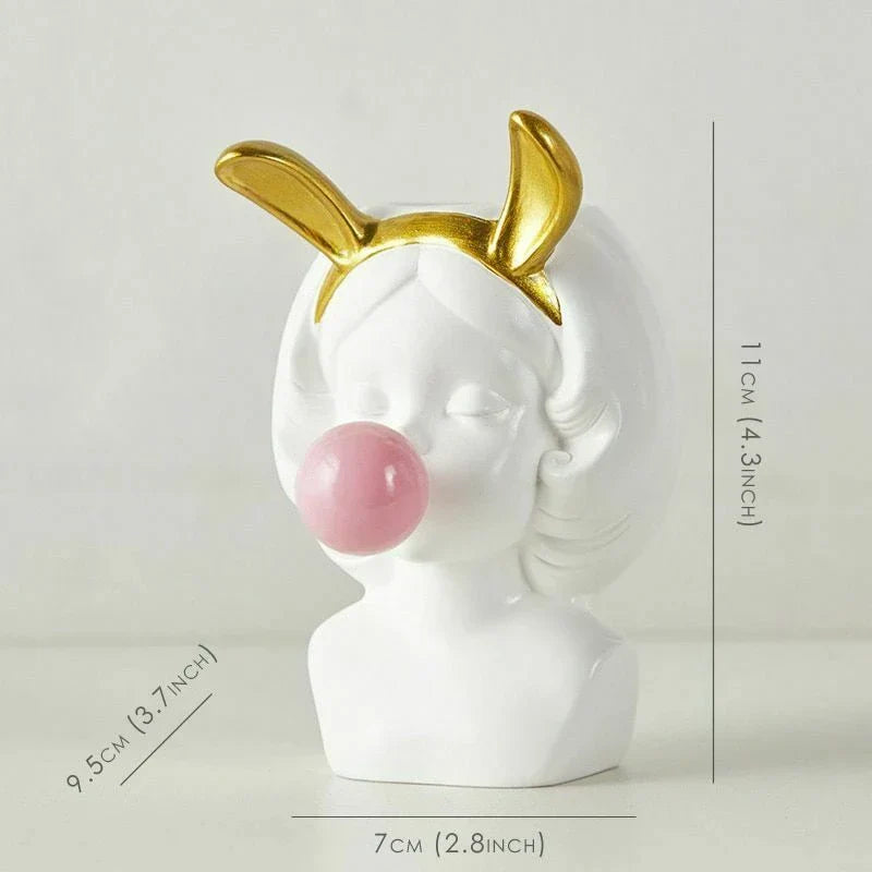 Skorter | Cute Bubblegum Girl Ceramic Face Vase