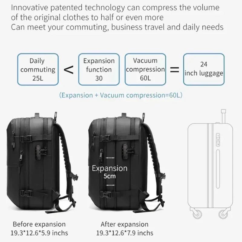 Skorter | Compressible travel backpack with laptop compartment