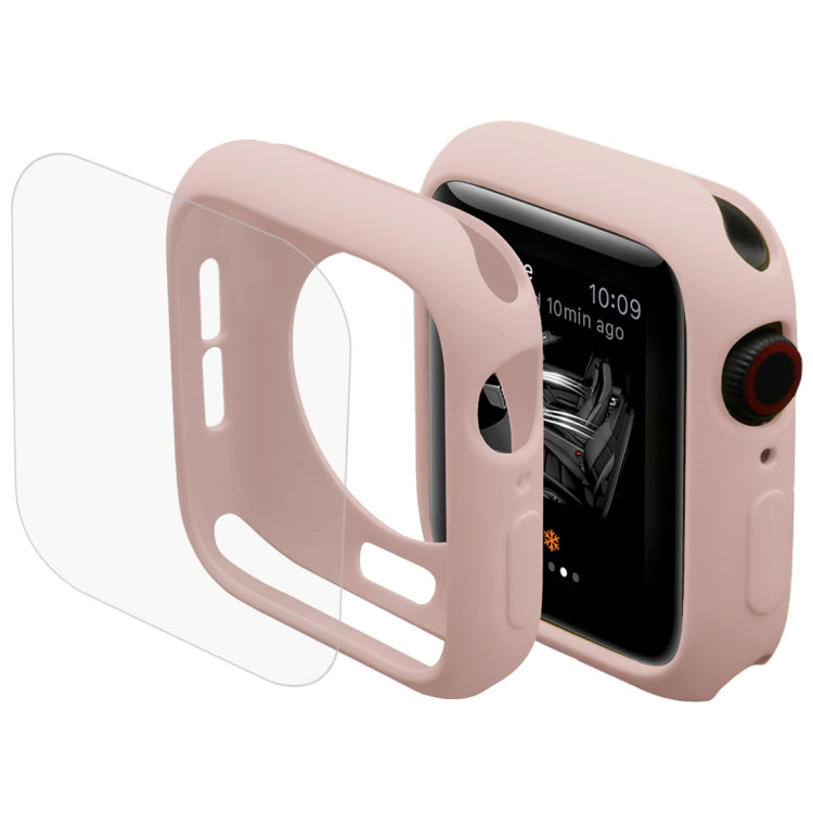 Skorter | ENKAY Hat-Prince 2 in 1 TPU half-covered protective case + 3D full-screen PET curved heat-bending HD screen protector for Apple Watch Series 5 & 4 40mm (Pink)