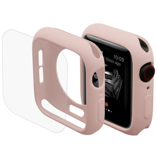 Skorter | ENKAY Hat-Prince 2 in 1 TPU half-covered protective case + 3D full-screen PET curved heat-bending HD screen protector for Apple Watch Series 5 & 4 40mm (Pink)