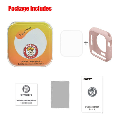 Skorter | ENKAY Hat-Prince 2 in 1 TPU half-covered protective case + 3D full-screen PET curved heat-bending HD screen protector for Apple Watch Series 5 & 4 40mm (Pink)