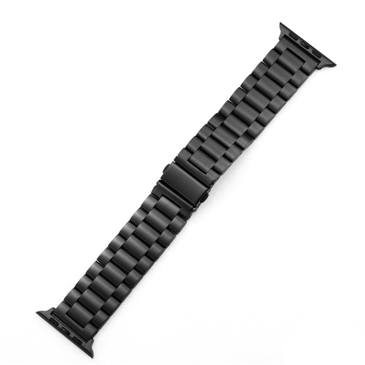 Skorter | Folded buckle 3 pearls stainless steel watch strap for Apple Watch Ultra 49mm & Watch Ultra 2 49mm / Series 10 46mm / 9 & 8 & 7 45mm / SE 3 & SE 2 & 6 & SE & 5 & 4 44mm / 3 & 2 & 1 42mm (Black)