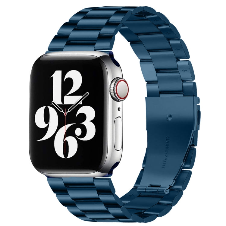 Skorter | Folded Buckle 3 Pearls Stainless Steel Watch Band for Apple Watch Ultra 49mm & Watch Ultra 2 49mm / Series 10 46mm / 9 & 8 & 7 45mm / SE 3 & SE 2 & 6 & SE & 5 & 4 44mm / 3 & 2 & 1 42mm (Blue)