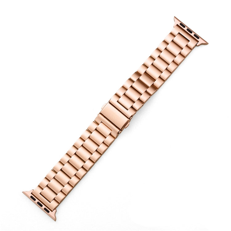 Skorter | Folding clasp 3 pearls stainless steel watch band for Apple Watch Ultra 49mm & Watch Ultra 2 49mm / Series 10 46mm / 9 & 8 & 7 45mm / SE 3 & SE 2 & 6 & SE & 5 & 4 44mm / 3 & 2 & 1 42mm (Rose gold)
