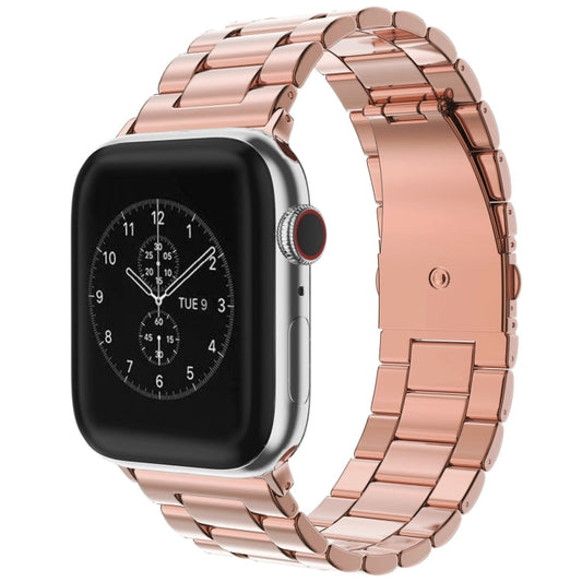 Skorter | Folding clasp 3 pearls stainless steel watch band for Apple Watch Ultra 49mm & Watch Ultra 2 49mm / Series 10 46mm / 9 & 8 & 7 45mm / SE 3 & SE 2 & 6 & SE & 5 & 4 44mm / 3 & 2 & 1 42mm (Rose gold)