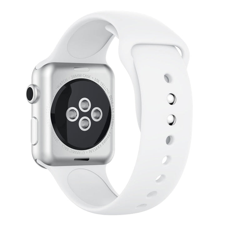 Skorter | Double Stud Silicone Watch Band for Apple Watch Series 3 & 2 & 1 38mm (White)