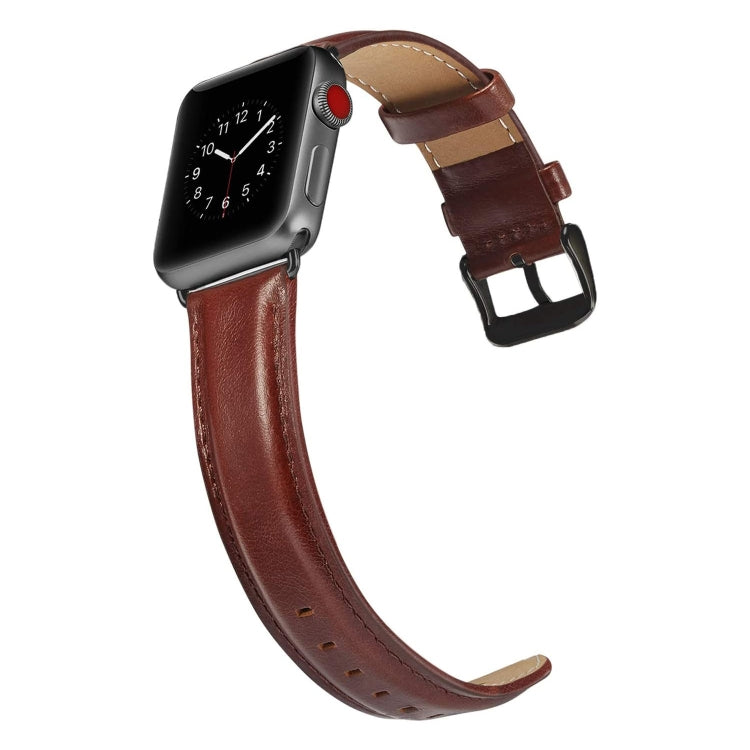 Skorter | Black Buckle Leather Watch Band for Apple Watch Series 10 42 mm / 9&8&7 41 mm / SE 3&SE 2&6&SE&5&4 40 mm / 3&2&1 38 mm (Dark Brown)