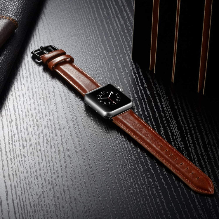 Skorter | Black Buckle Leather Watch Strap for Apple Watch Series 10 42mm / 9&8&7 41mm / SE 3&SE 2&6&SE&5&4 40mm / 3&2&1 38mm (Brown)