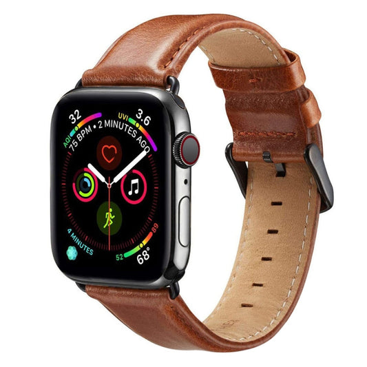 Skorter | Black Buckle Leather Watch Strap for Apple Watch Series 10 42mm / 9&8&7 41mm / SE 3&SE 2&6&SE&5&4 40mm / 3&2&1 38mm (Brown)