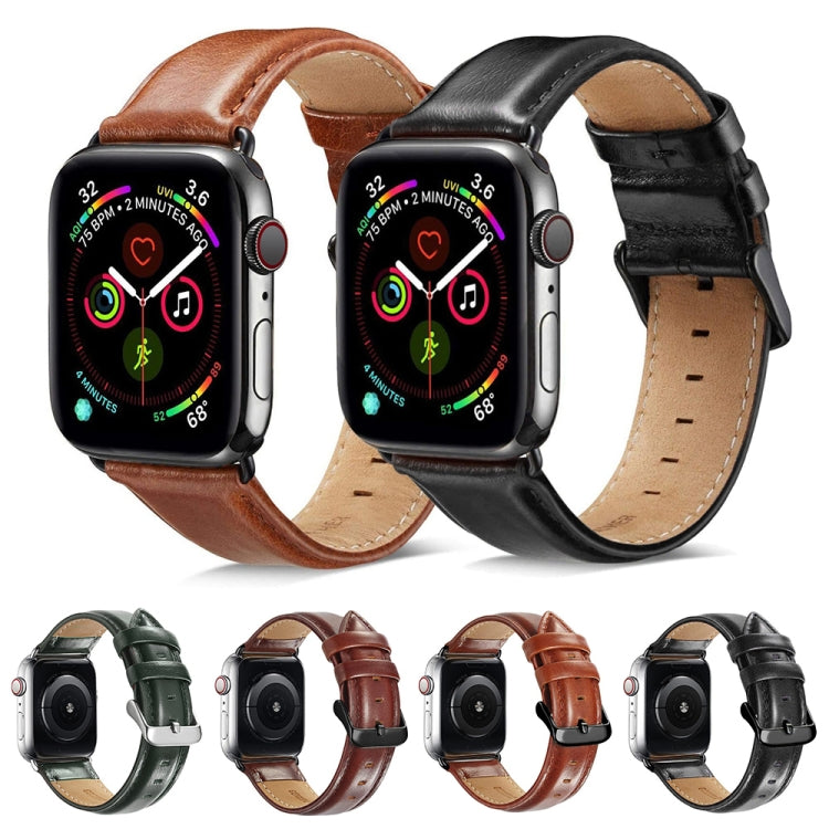 Skorter | Black Buckle Leather Watch Band for Apple Watch Series 10 42mm / 9&8&7 41mm / SE 3&SE 2&6&SE&5&4 40mm / 3&2&1 38mm (Black)