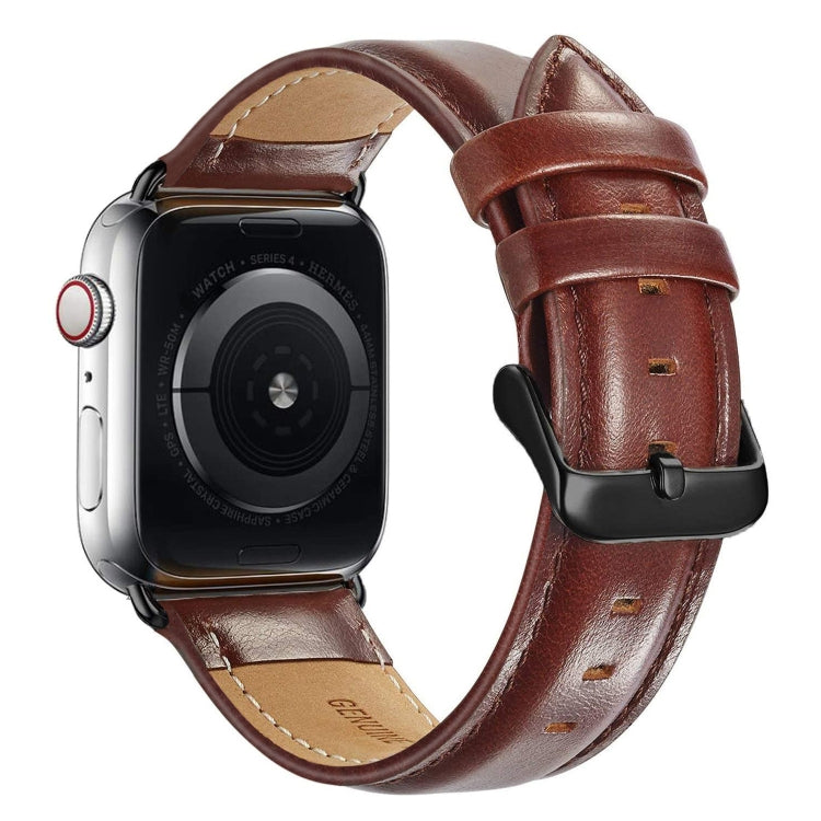 Skorter | Black buckle leather strap for Apple Watch Ultra 49mm & Watch Ultra 2 49mm / Series 10 46mm / 9 & 8 & 7 45mm / SE 3 & SE 2 & 6 & SE & 5 & 4 44mm / 3 & 2 & 1 42mm (Dark brown)