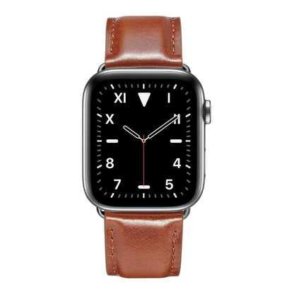 Skorter | Black Buckle Leather Watch Strap for Apple Watch Ultra 49mm & Watch Ultra 2 49mm / Series 10 46mm / 9 & 8 & 7 45mm / SE 3 & SE 2 & 6 & SE & 5 & 4 44mm / 3 & 2 & 1 42mm (Brown)