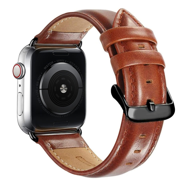 Skorter | Black Buckle Leather Watch Strap for Apple Watch Ultra 49mm & Watch Ultra 2 49mm / Series 10 46mm / 9 & 8 & 7 45mm / SE 3 & SE 2 & 6 & SE & 5 & 4 44mm / 3 & 2 & 1 42mm (Brown)