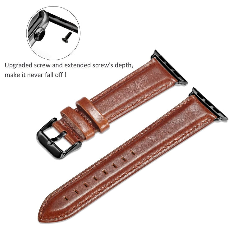 Skorter | Black Buckle Leather Watch Strap for Apple Watch Ultra 49mm & Watch Ultra 2 49mm / Series 10 46mm / 9 & 8 & 7 45mm / SE 3 & SE 2 & 6 & SE & 5 & 4 44mm / 3 & 2 & 1 42mm (Brown)