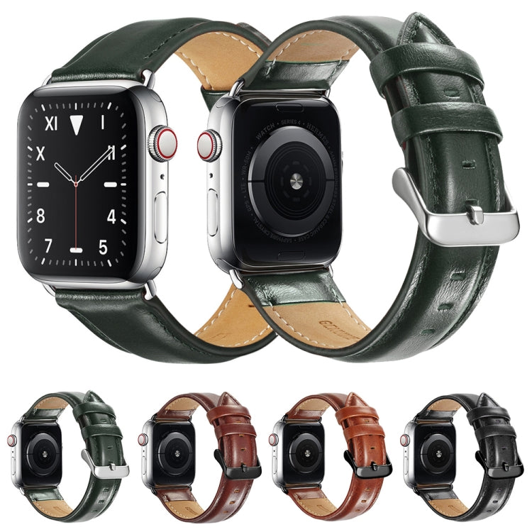 Skorter | Black Buckle Leather Watch Strap for Apple Watch Ultra 49 mm & Watch Ultra 2 49 mm / Series 10 46 mm / 9 & 8 & 7 45 mm / SE 3 & SE 2 & 6 & SE & 5 & 4 44 mm / 3 & 2 & 1 42 mm (Black)