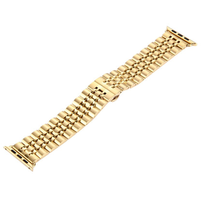 Skorter | 22mm Men's hidden butterfly buckle 7 pearls stainless steel watch band for Apple Watch 38mm (Gold)