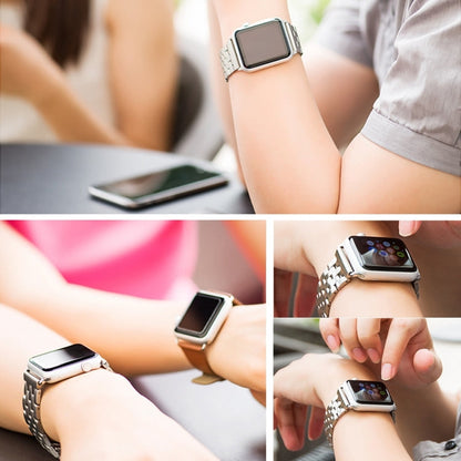 Skorter | 22 mm Men's Hidden Butterfly Buckle 7 Pearls Stainless Steel Bracelet for Apple Watch 38 mm (Black)