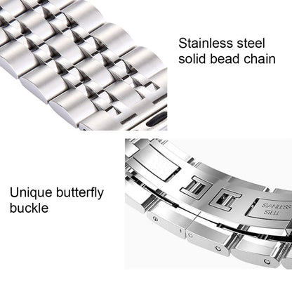 Skorter | 22mm Men's Hidden Butterfly Buckle 7 Pearl Stainless Steel Watch Strap for Apple Watch 42mm (Silver)