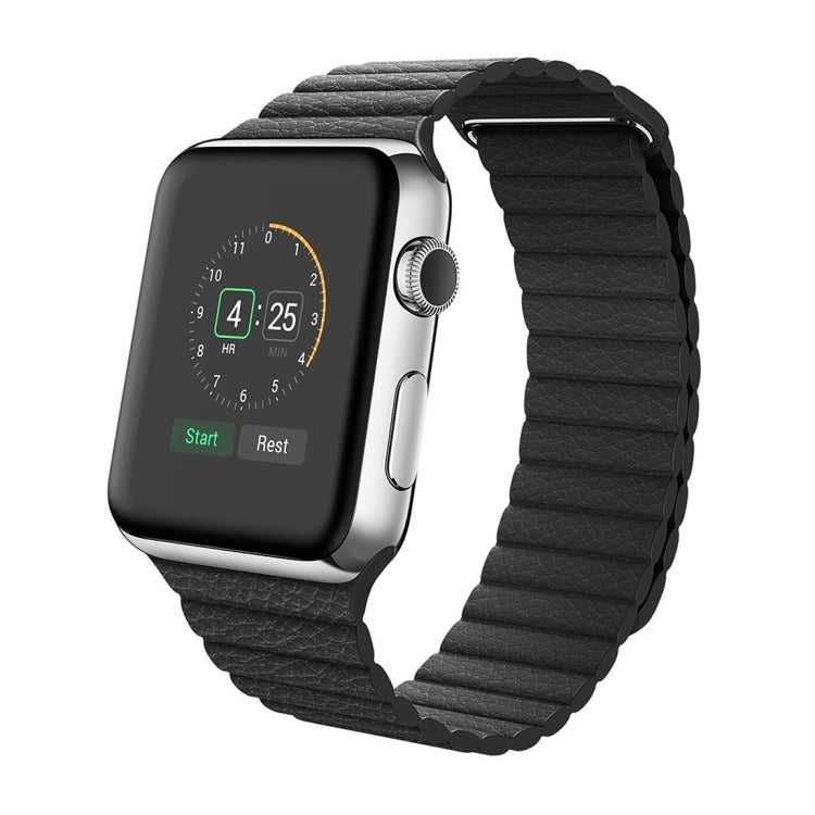 Skorter | For Apple Watch 38mm Loop Magnetic Closure Clasp PU Leather Bracelet (Black)