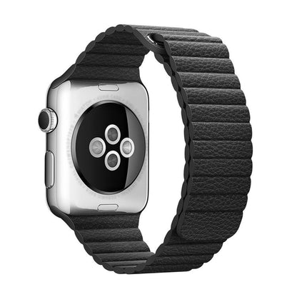 Skorter | For Apple Watch 38mm Loop Magnetic Closure Clasp PU Leather Bracelet (Black)