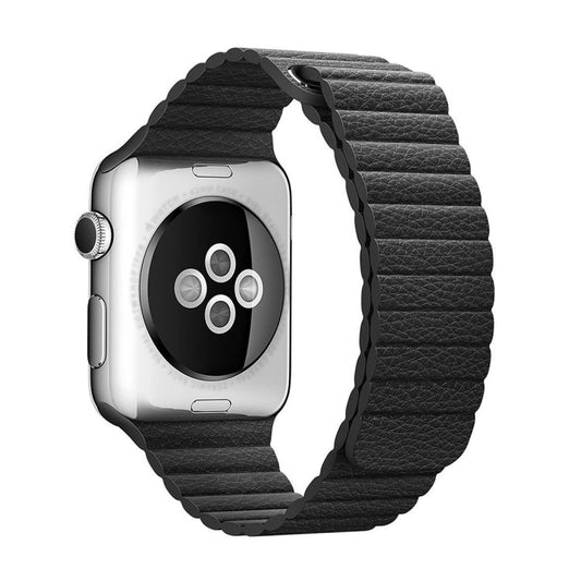 Skorter | For Apple Watch 38mm Loop Magnetic Closure Clasp PU Leather Bracelet (Black)