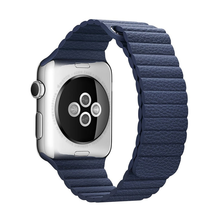 Skorter | For Apple Watch 38mm Loop Magnetic Closure Buckle PU Leather Watch Band (Dark Blue)