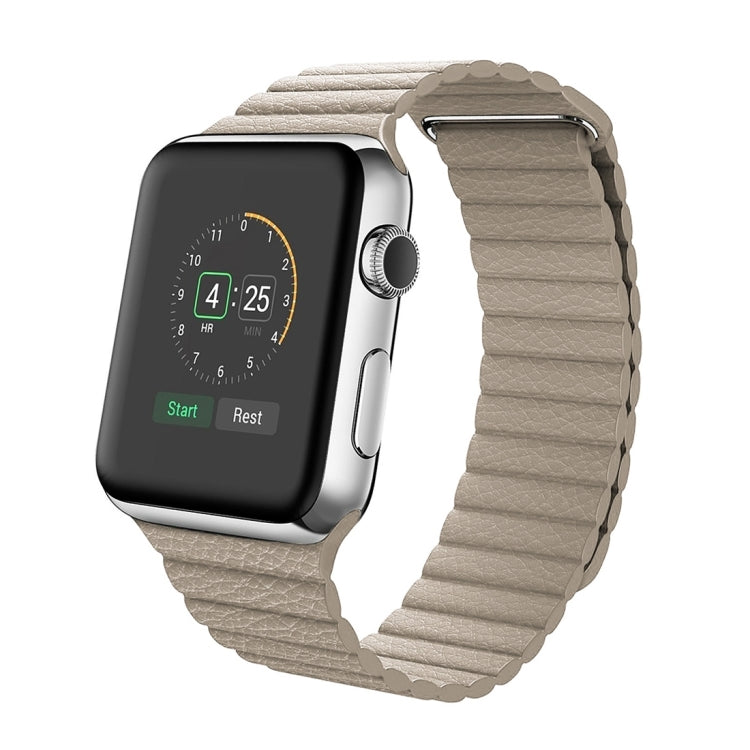 Skorter | For Apple Watch 38mm Loop Magnetic Closure Buckle PU Leather Watch Band (Khaki)