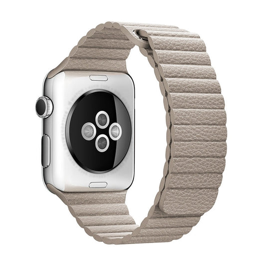 Skorter | For Apple Watch 38mm Loop Magnetic Closure Buckle PU Leather Watch Band (Khaki)