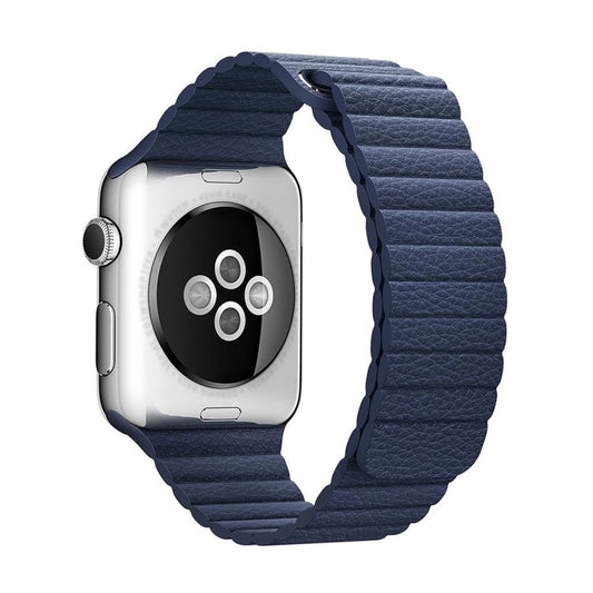 Skorter | For Apple Watch 42mm Loop Magnet Closure Clasp PU Leather Watch Strap (Dark Blue)