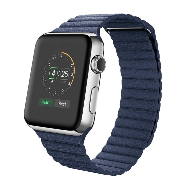 Skorter | For Apple Watch 42mm Loop Magnet Closure Clasp PU Leather Watch Strap (Dark Blue)
