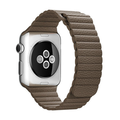 Skorter | For Apple Watch 42mm Loop Magnetic Closure Clips PU Leather Watch Band (Brown)