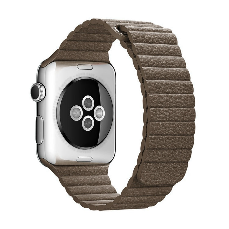 Skorter | For Apple Watch 42mm Loop Magnetic Closure Clips PU Leather Watch Band (Brown)