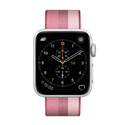 Skorter | For Apple Watch 42mm Striped Woven Nylon Watch Band (Berry Color)