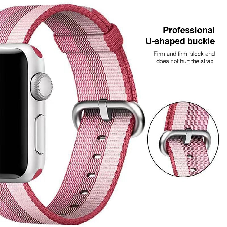 Skorter | For Apple Watch 42mm Striped Woven Nylon Watch Band (Berry Color)