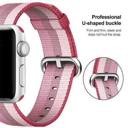 Skorter | For Apple Watch 42mm Striped Woven Nylon Watch Band (Berry Color)