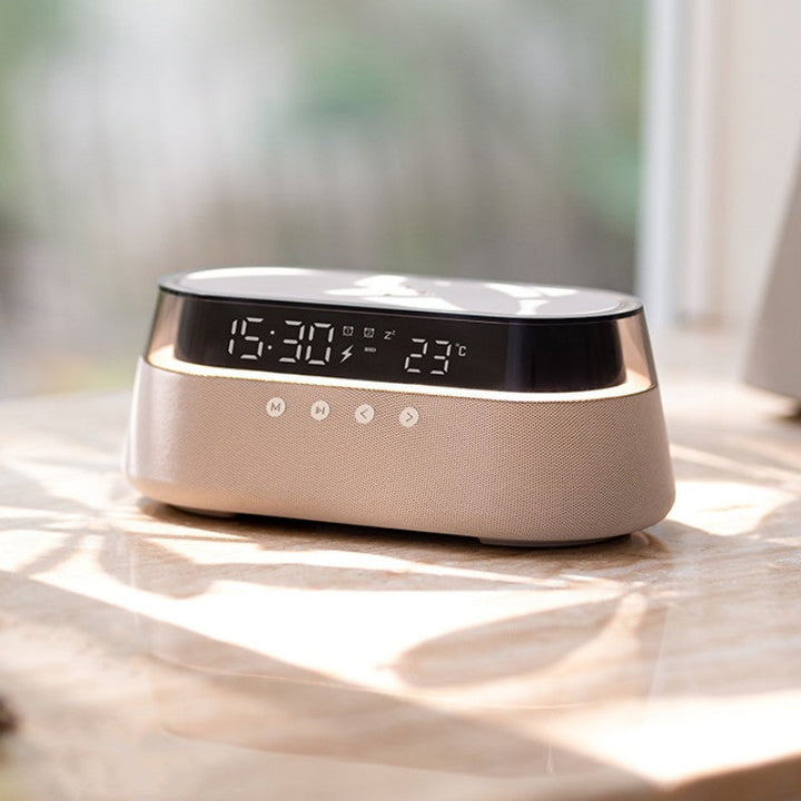 Skorter | Night Light Wireless Charging Alarm Clock Retro Bluetooth Speaker