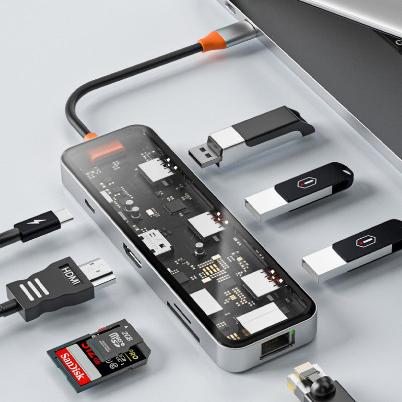Skorter | Eight-In-One Multi-Interface Transparent Expansion Dock