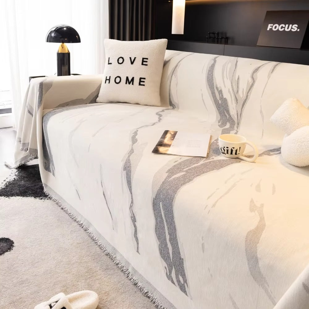 Skorter | Abstract Brushstroke Chenille Sofa Cover