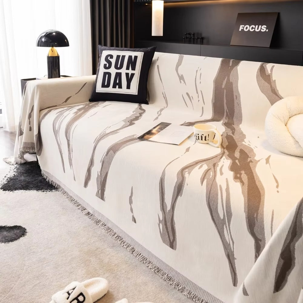 Skorter | Abstract Brushstroke Chenille Sofa Cover