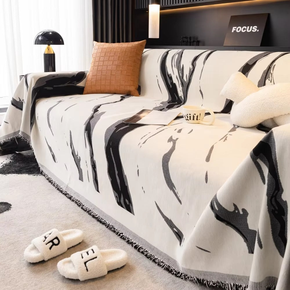 Skorter | Abstract Brushstroke Chenille Sofa Cover