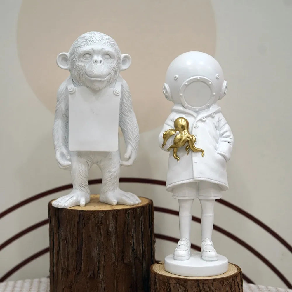 Skorter | Dropshipping Banksy Sculpture Collection Flower Thrower Statue Pop Art Modern Balloon Girl Figurine Office Home Decoration