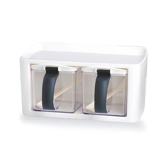 Skorter with transparent spice containers with handle and lid
