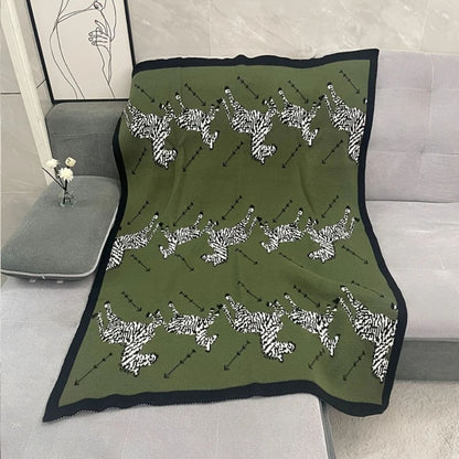 Skorter | Acrylic Vintage Wild Zebra Knitted Blanket