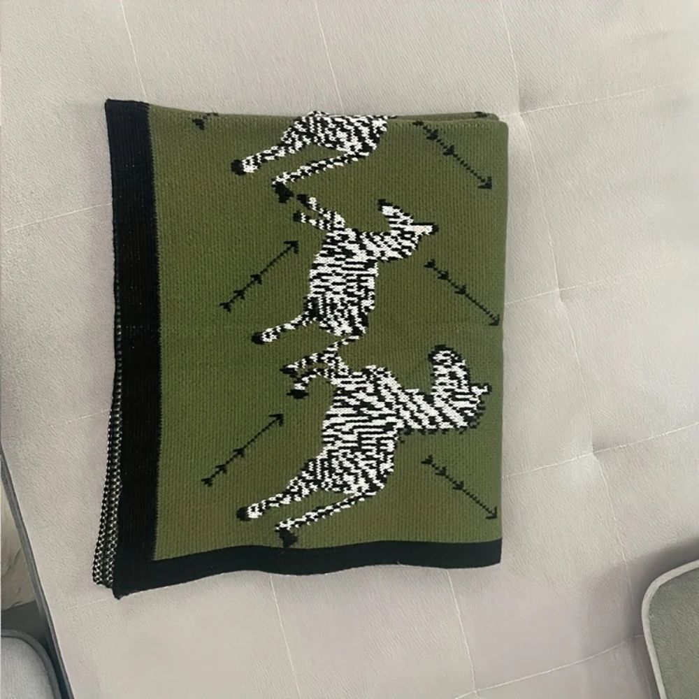 Skorter | Acrylic Vintage Wild Zebra Knitted Blanket