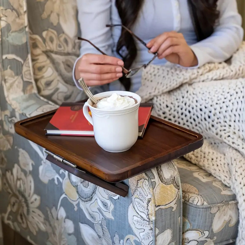Skorter | Adjustable Bamboo Clip-On Arm Tray Table